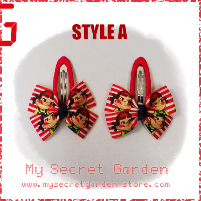 Peko Chan & Pucca Grosgrain Ribbon Girls Hair Bows Hair Clip BB Hair Pin